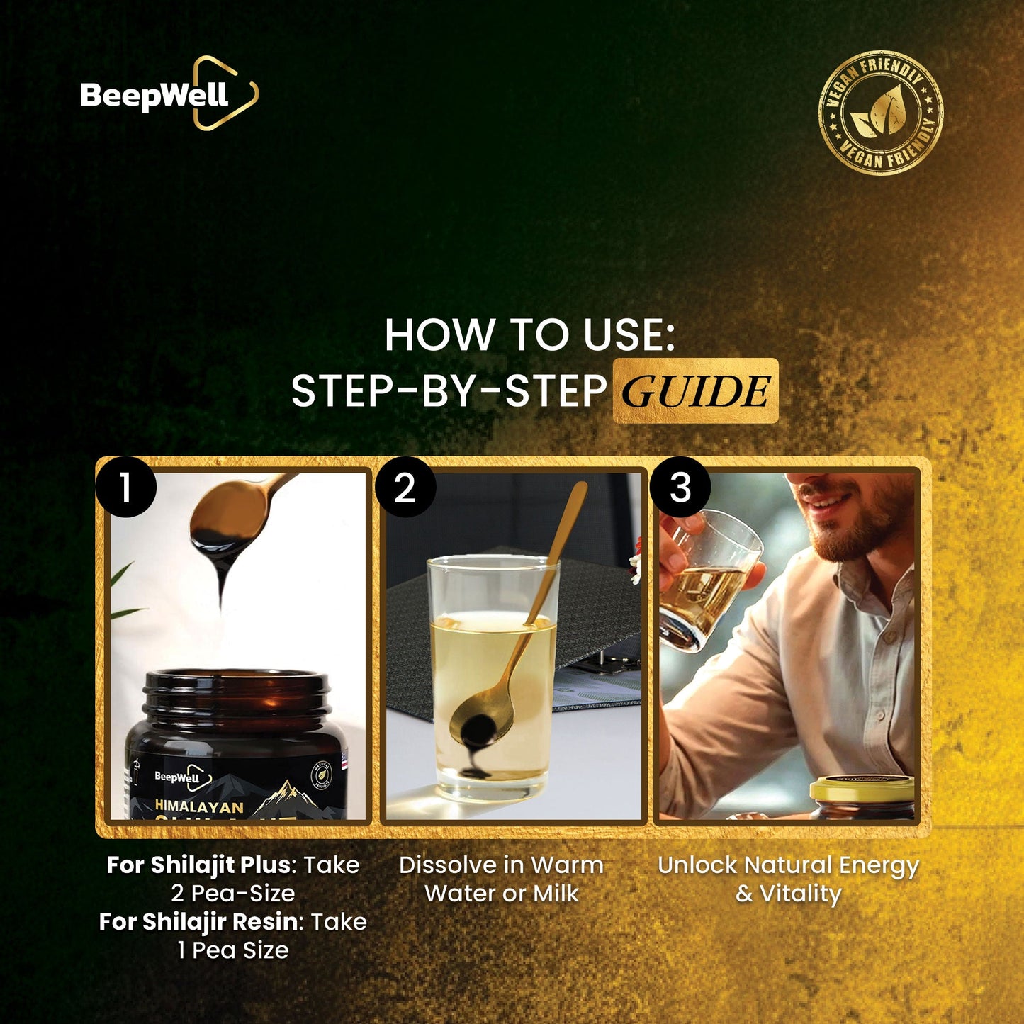 BeepWell Shilajit Resin Combo Pack – Original (80 Servings) + Resin Plus with Ashwagandha (50 Servings) – 2 x 40g Jars